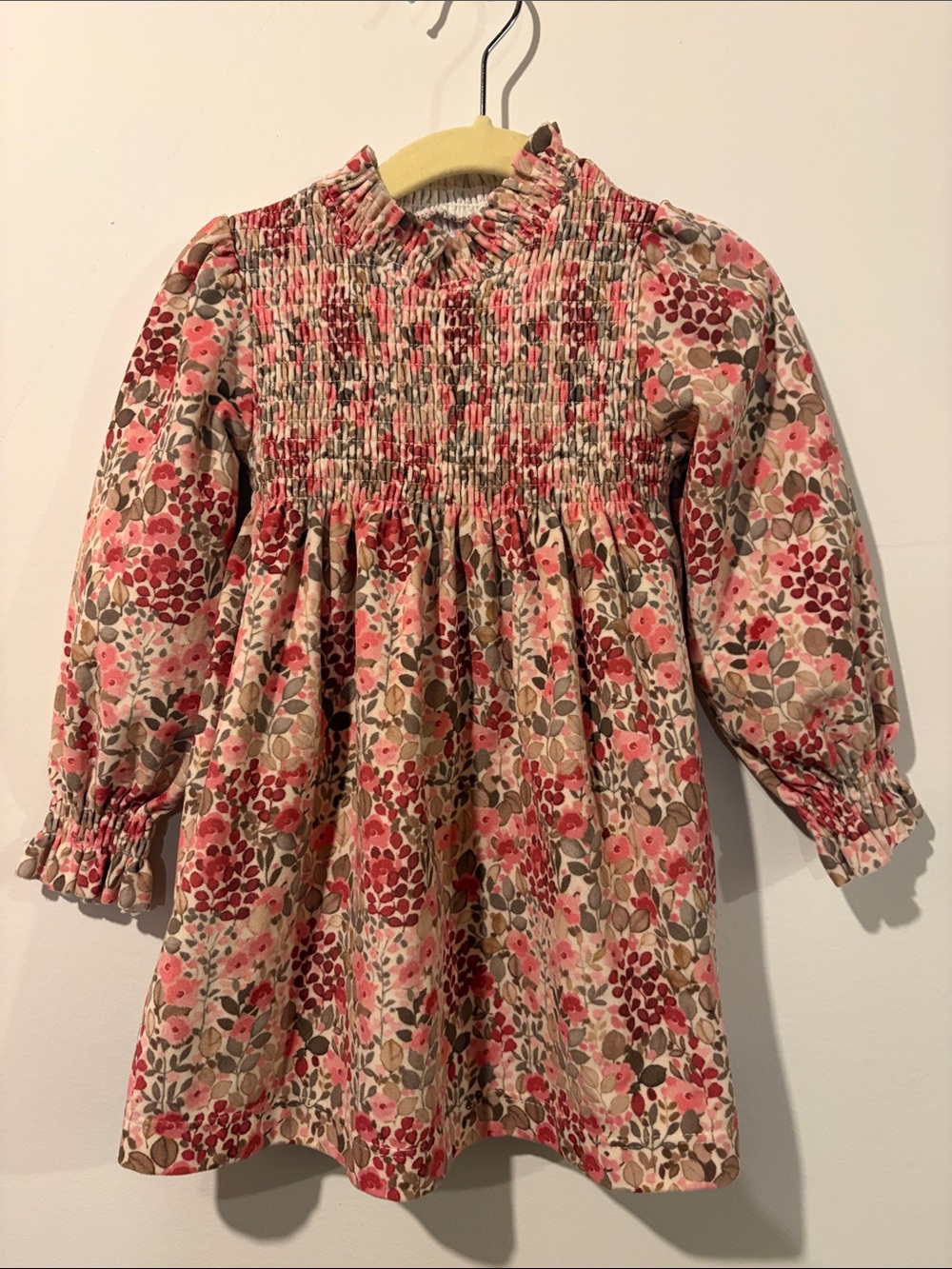 Mayoral Toddler Girls' Pink Floral Smocked Long-Sleeve Dress 18 Months